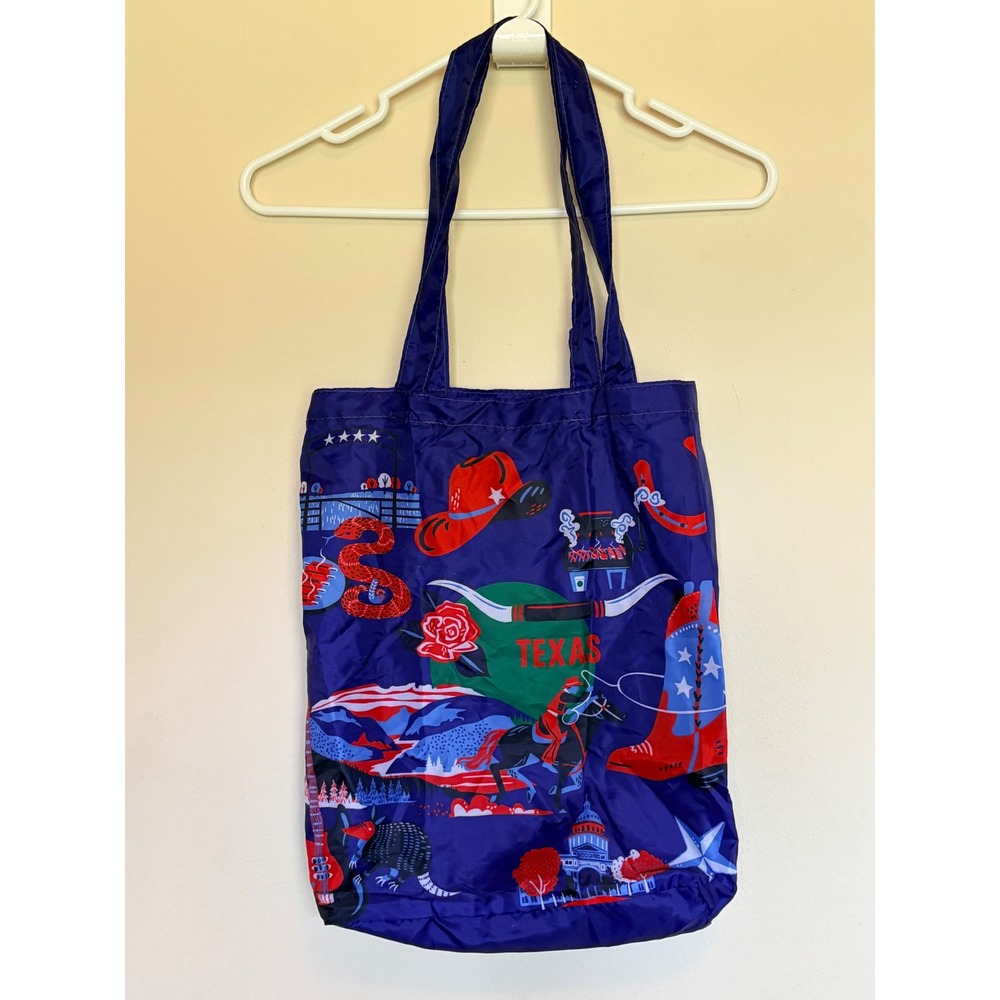 Starbucks‎ Discovery Series TEXAS Blue Reusable Nylon Tote Bag Cowboy Graphics
